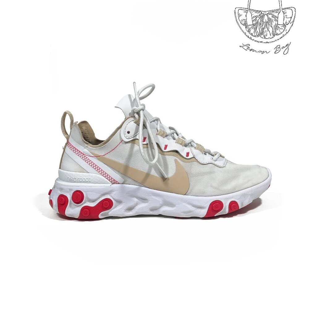 Nike / React Element 55 Sneaker / Size 6.5 / White Red Color